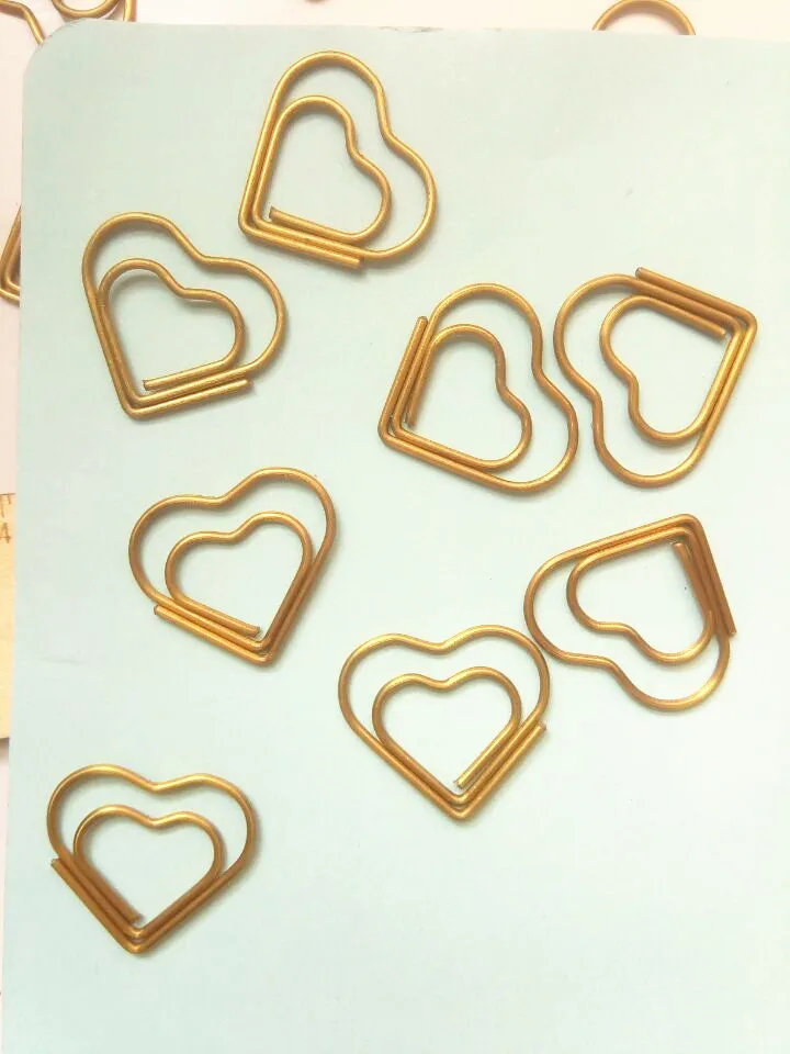 50 шт/Пкг золотой цвет милые сердца форменные зажимы металлический зажим Закладка