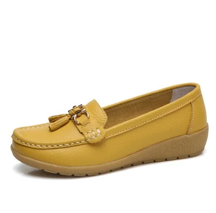 SLYXSH Women Ballet Shoes Flats Cut Out Leather Breathbale Moccains Boat Ballerina Ladies
