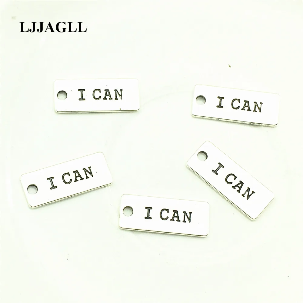 LJJAGLL металлические 15.шт. Подвески с буквенными буквами и надписью I CAN бирки