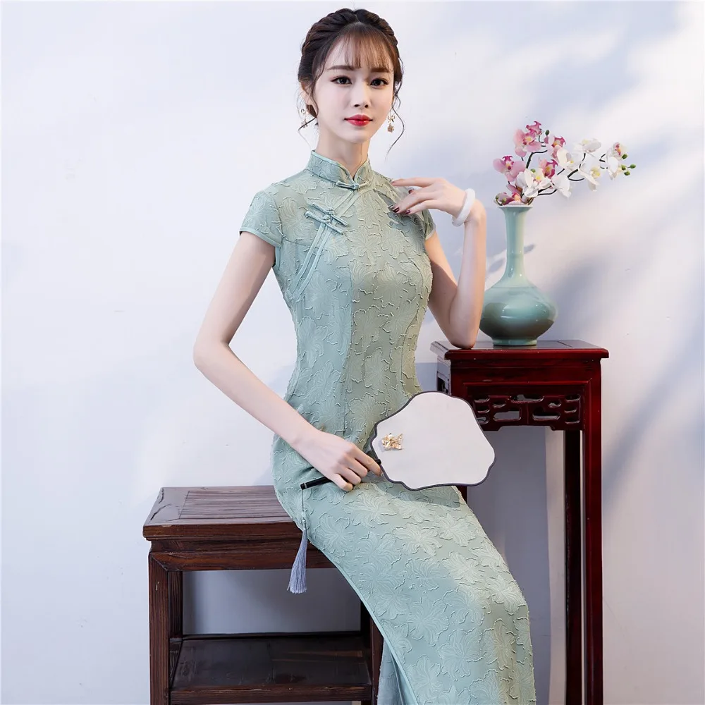 Shanghai Story, высокое качество, короткий рукав, длинное, cheongsam Qipao, высокий разрез, китайское платье, вечерние платья, 3 цвета