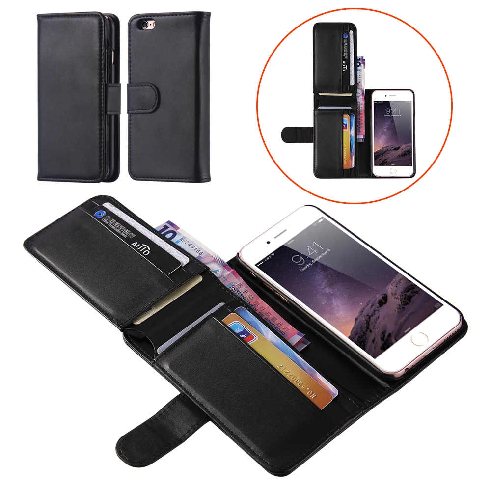 KISSCASE винтажный складной кошелек для телефона чехол iphone 5S 6 S Plus Роскошный PU