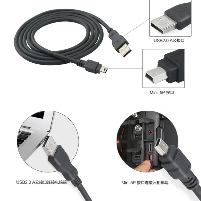 1 шт. длина 80/100 см Лучший черный USB 2 0 A штекер на Mini 5 Pin B кабель для зарядки и