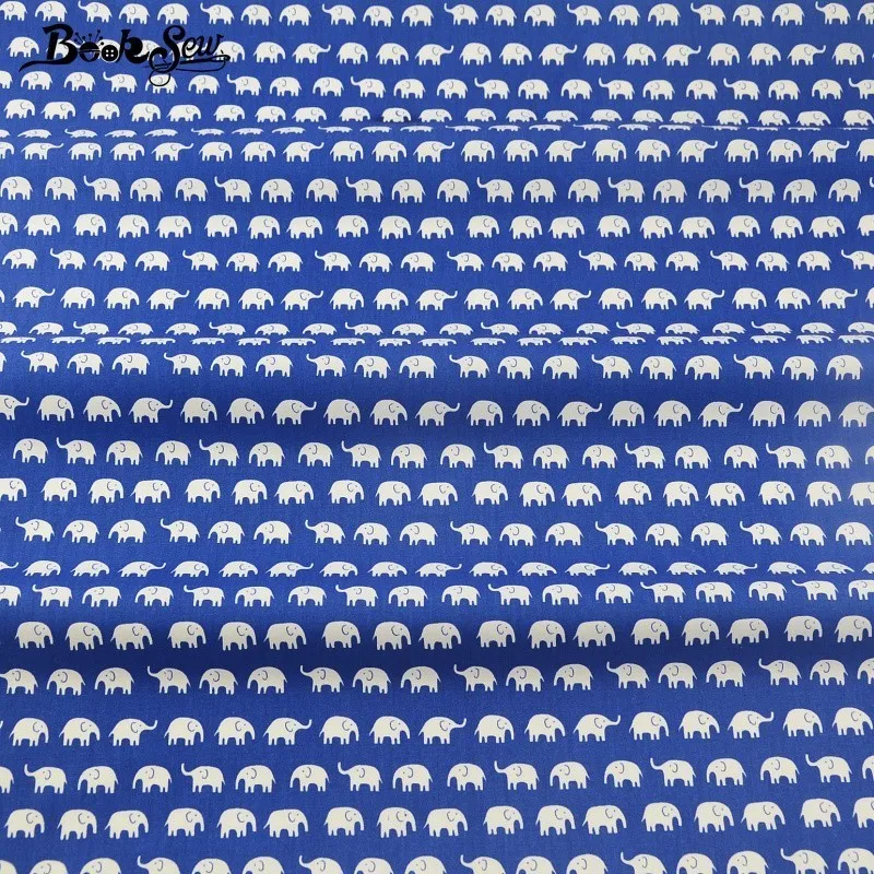Booksew с рисунком маленьких слонов голубая хлопчатобумажная саржевая ткань для
