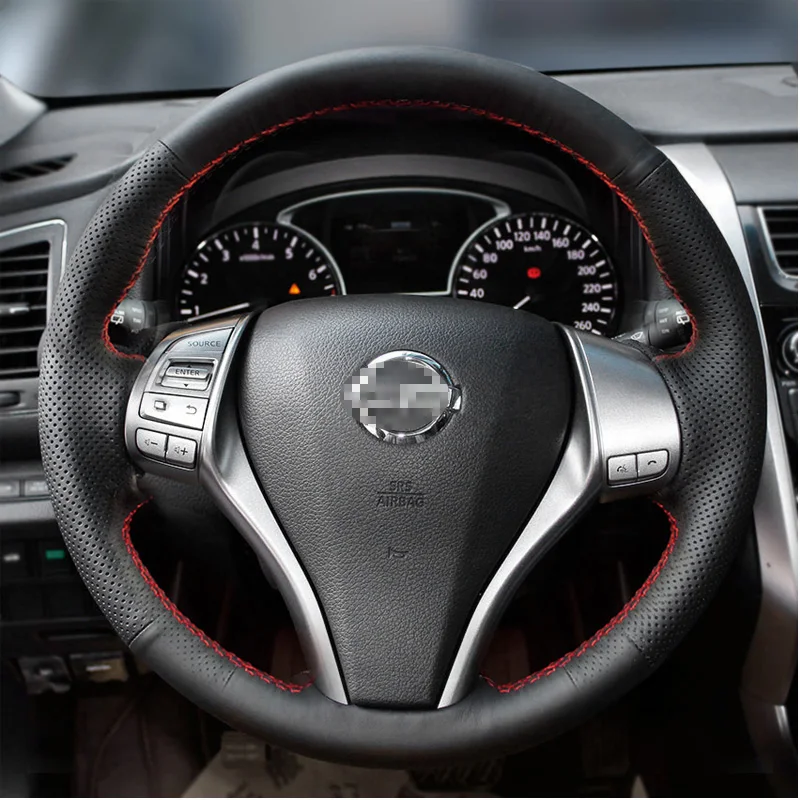 LUNDA чехол на руль из искусственной кожи для Nissan Teana Altima 2013- X-Trail QASHQAI ROGUE sentra Tiida