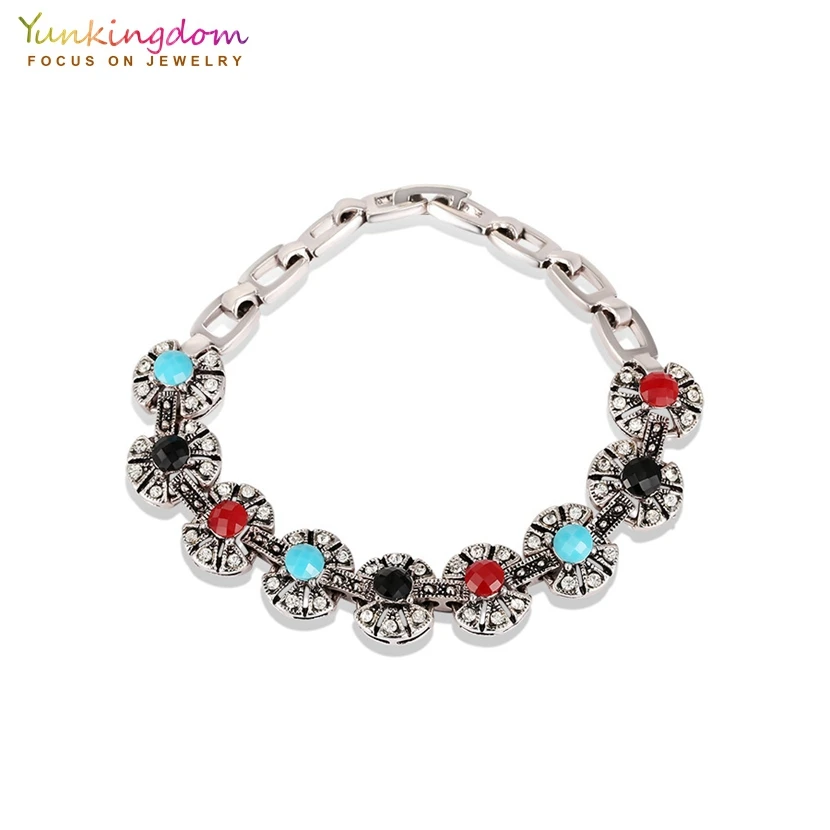 Yunkingdom Серебряный цветной браслет модные богемные ювелирные браслеты для женщин