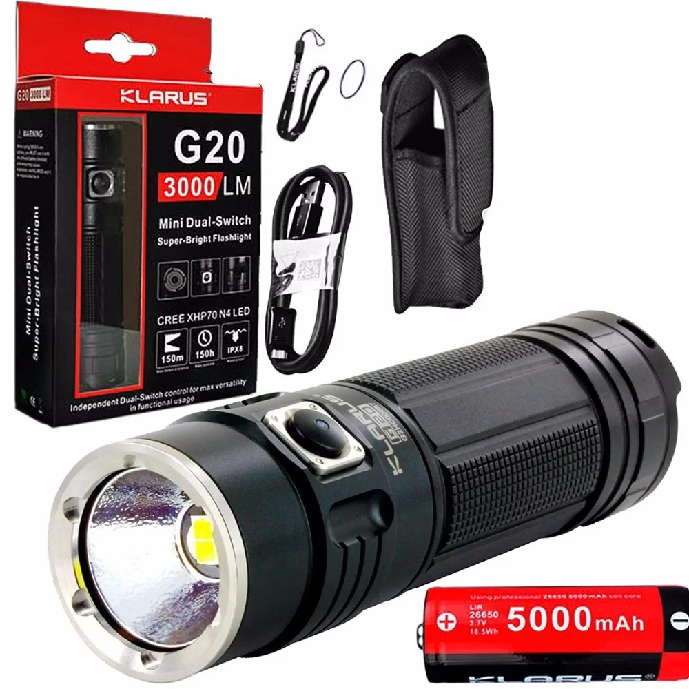 KLARUS G20 перезаряжаемый фонарь CREE XHP70 N4 светодиодный 3000лм двойной переключатель