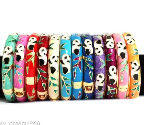 

Wholesale 10PCS Mix CHINESE HANDMADE Cloisonne Enamel Cuff Panda Bracelet