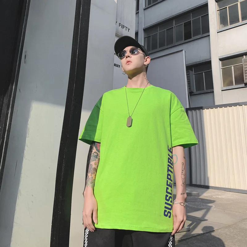 Lappster веселое Harajuku футболка желтого цвета Для мужчин летний буквы японский уличная футболка хлопковые топы Короткий рукав Харадзюку футболки для девочек - Цвет: Green
