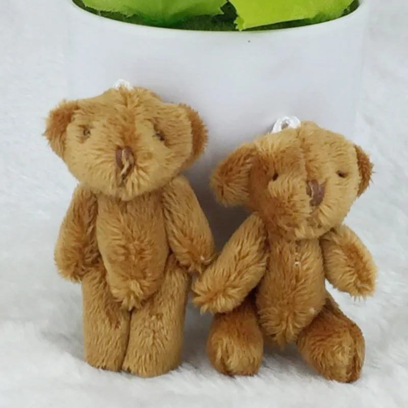 10PCS/Lot Mini Joint Bear Stuffed Plush Toys 6.5cm Cute White Ted Bears Pendant Dolls Gifts Birthday Wedding Party Decor J00402 | Игрушки и