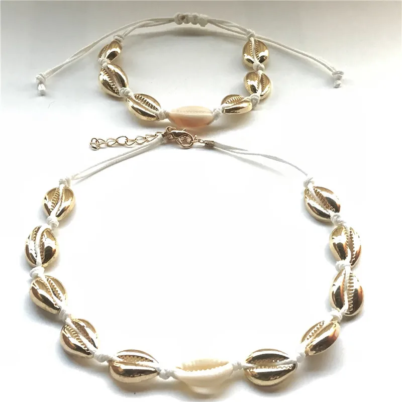 2019 модное золотое ожерелье чокер из ракушек Cowrie для женщин и девушек богемное