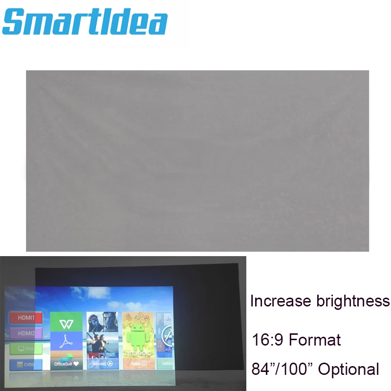 Smartldea простой проекционный экран 84 дюйма 100 дюйма(16:9) отражающая ткань проектор проекционный экран увеличение яркости
