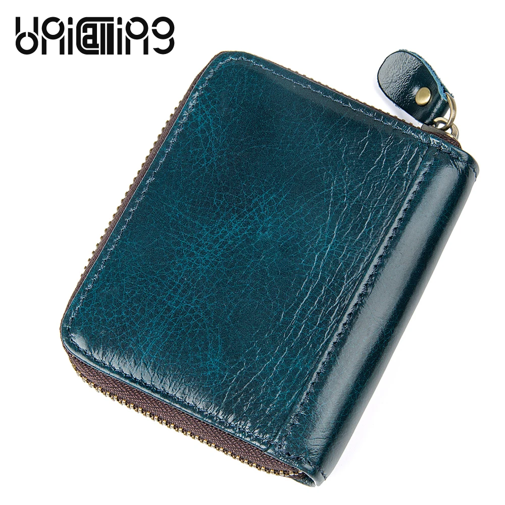 UniCalling New style cow leather women card holder Solid Color Zipper id mini Key Holders Retro 8 | Багаж и сумки