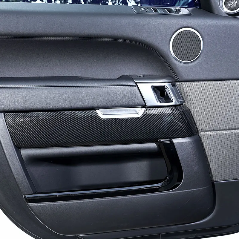 

4pcs Carbon Fiber ABS Plastic Inner Door Decoration Cover Trim For Landrover Range Rover Sport RR Sport 2014-19 Replacement Part