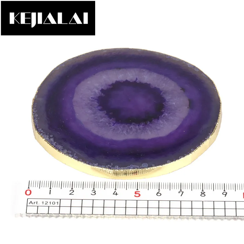 dankanshi Natural Gem Crafts Semi Precious Glass Slice Coaster Cup Mug Glass Beverage Holder Pad Druzy Quartz Geode Glass