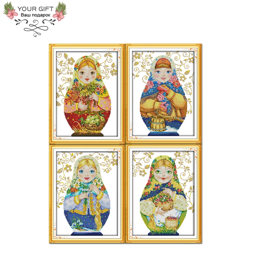 Домашний декор Joy Sunday Матрешка C217(5)C218(6)C219(7)C220(8) 14CT 11CT подсчитанная штампованная