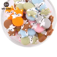 lets make wholesale 50pc silicone teethers bpa free food grade silicone fox cartoon beads stroller baby accessory baby teether