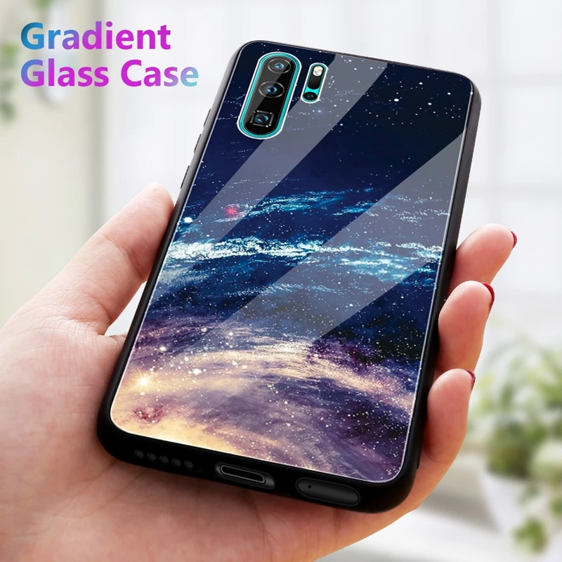 Чехол из закаленного стекла для телефона для huawei P30 Lite P20 Pro mate 20 Lite mate 20 P 30 Pro Чехол с узором TPU цветок милый чехол с мягкими краями