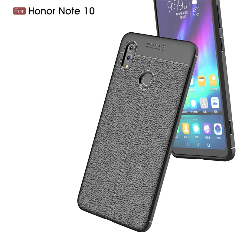 Матовый Мягкий силиконовый чехол из ТПУ для Huawei Honor Note 10 кожаный с текстурой личи