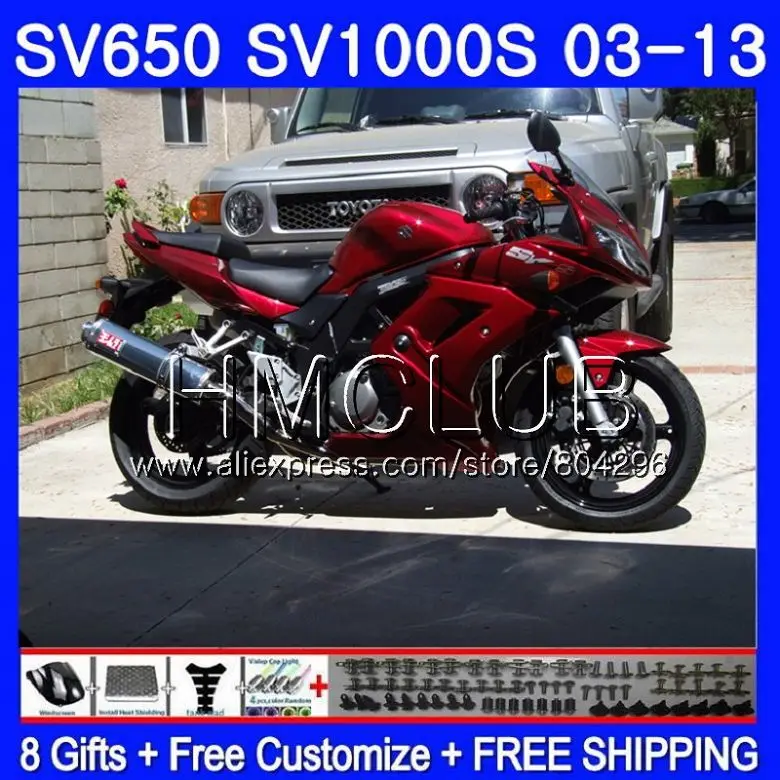 Обтекатель для SUZUKI SV1000S SV650S 03 04 05 06 07 08 28HM.0 SV650 1000 S SV 650S 2003 2004 2005 2006 2007 2008 винно
