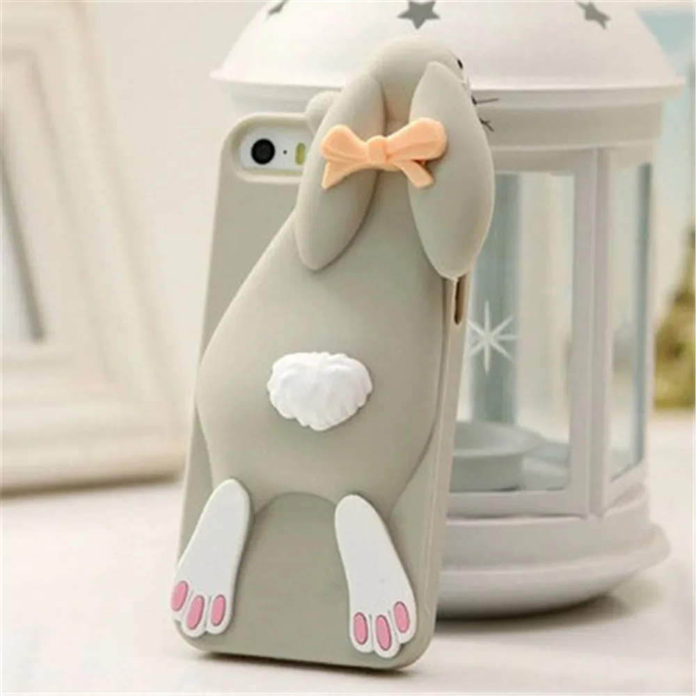 For iPhone 6S Cute 3D Cartoon Bunny Rabbit Soft Silicone Case Cover 5 5s 6 7 8 Plus X Back |