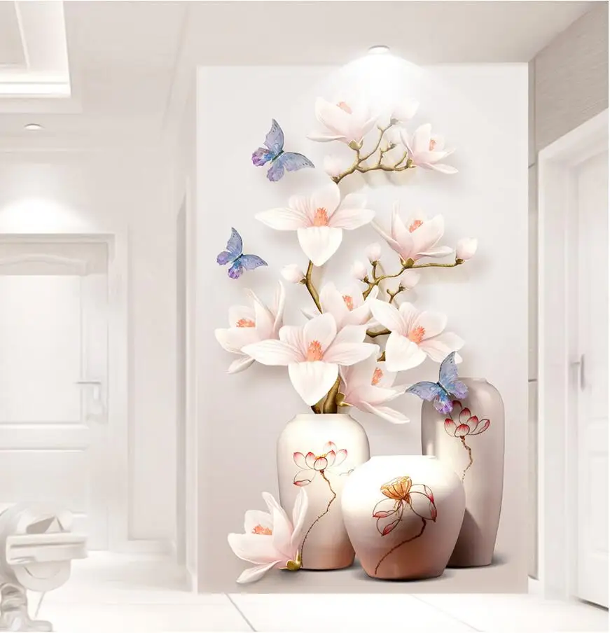 

Custom HD Photo 3D Wallpaper Flower Murals flowers entrance hallway 3d wallpaper Wall paper Home Decor Kitchen Living Room