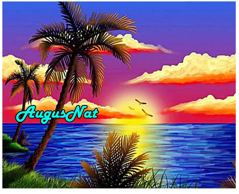 Пейзаж алмазная живопись пальма вышивка драгоценный камень dotz sunset картина