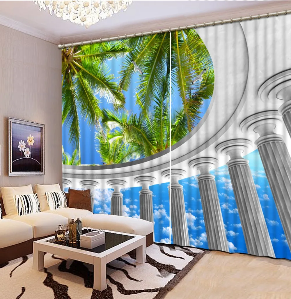 Шторы пляжные с цифровой фотопечатью затемняющие 3D занавески изображением