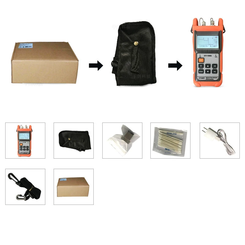 

CY-190S Handheld OTDR Optical Time Domain Reflectometer 60KM 1310nm with 1mW VFL Fiber find fault tester+FC/PC Connector