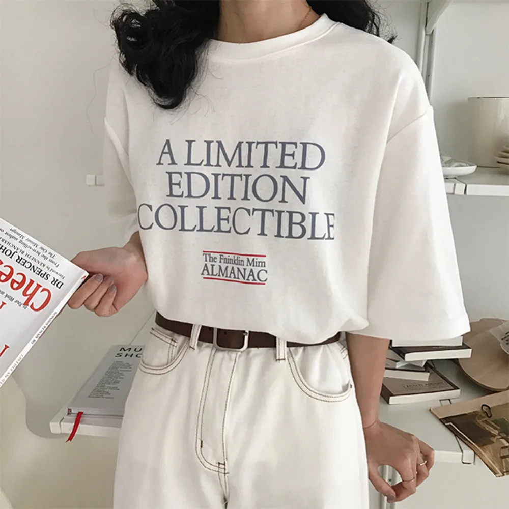 Модные летние женские печати свободные с коротким рукавом Базовая футболка топы