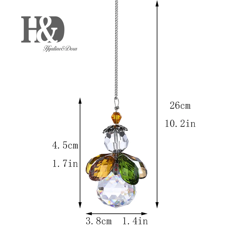 H&ampD Hanging Crystal Angel Suncatcher Chakra Rainbow Maker Guardian Ornament Window Decor Home Wedding Favors Pack of 3 | Дом и сад