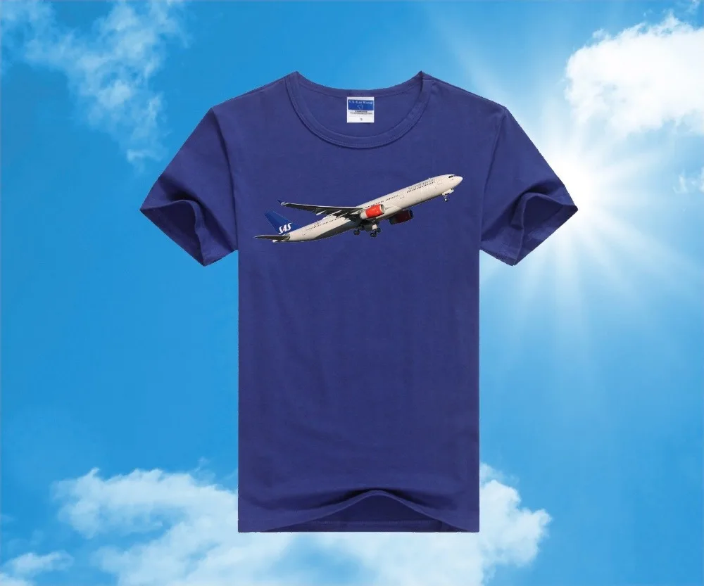 SAS скандинавских авиалиний Аэробус A330 футболка Размеры S M L XL XXL2018 новые летние