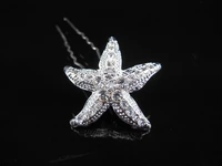 free shipping 2014 new 100 pcs bridal party wedding prom starfish crystal hair pins hair stick hair clip for girl women