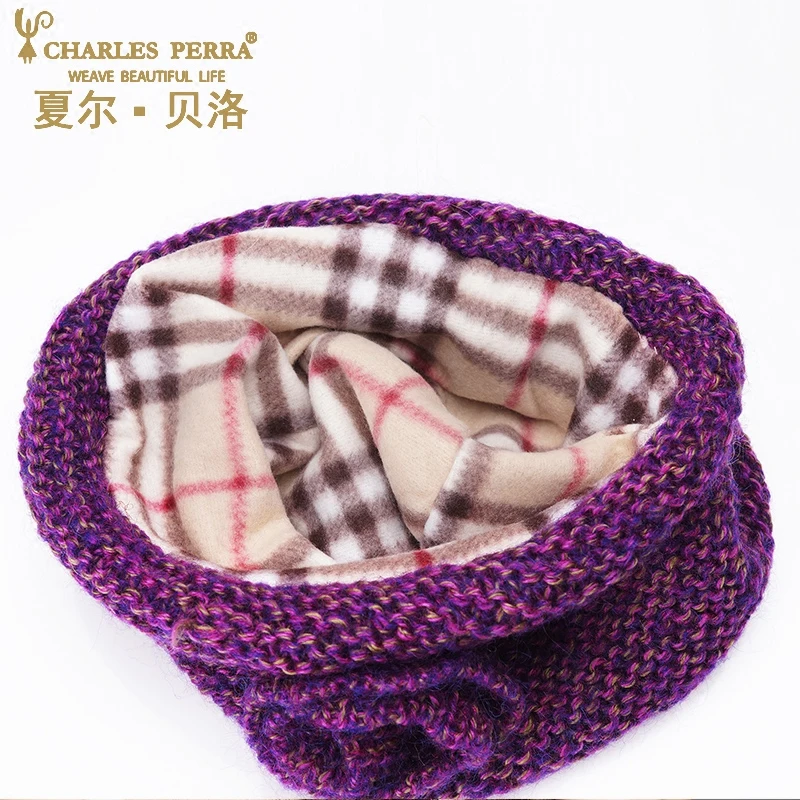 Женская вязаная шапка Charles Perra двухслойная шерстяная ручной работы Повседневная