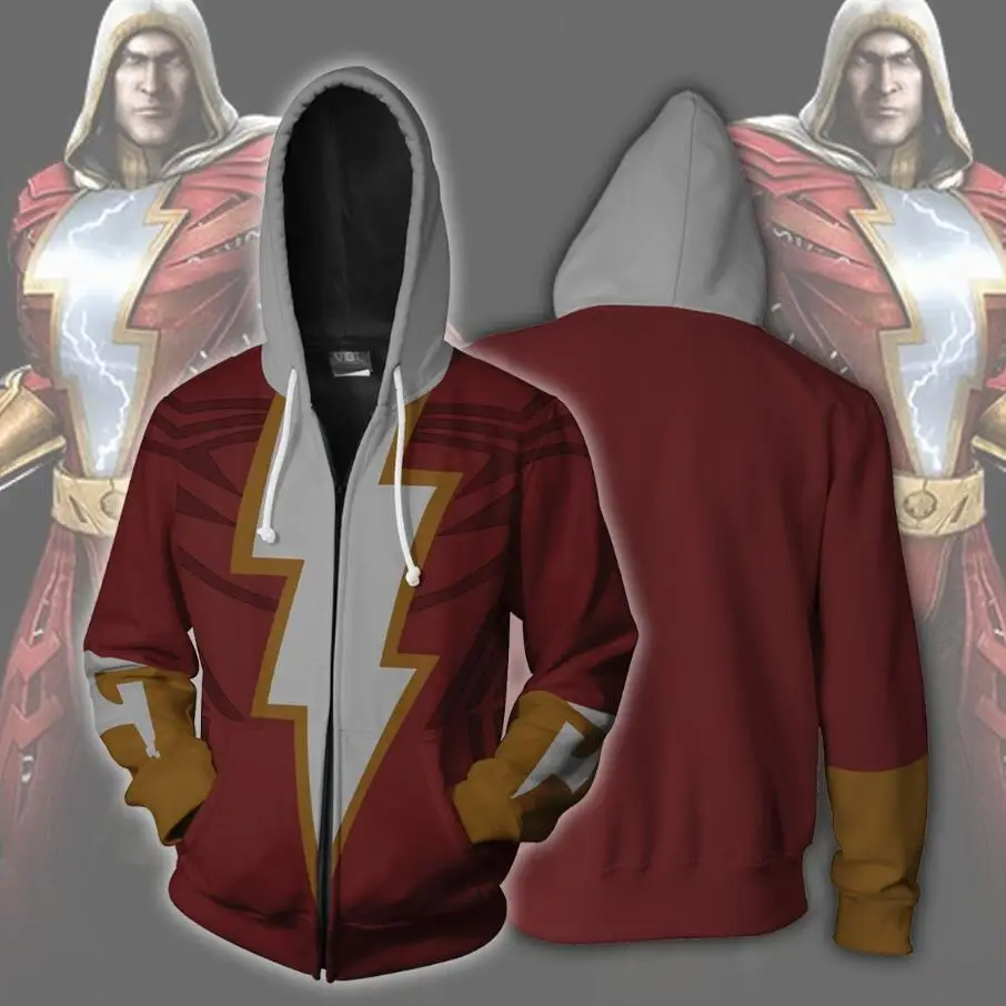 Супергерой Марвел Капитан Shazam косплэй костюм Billy Batson свитер с капюшоном мужские куртки и пальто и для женщин