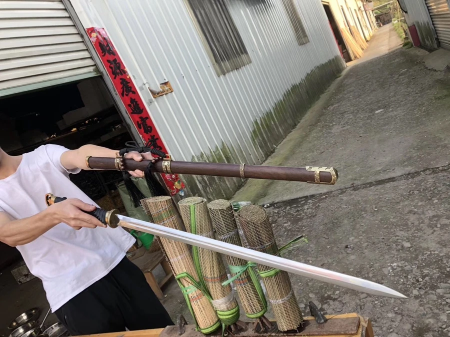 Азиатский меч сабля Katana Full Tang 1095 двойной край из углеродистой стали очень острый