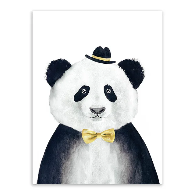 FGHGF Modern Watercolor Cute Lion Bear Panda A4 Art Print Poster Wall Picture Nordic Kids Home Deco Canvas Painting Gift | Дом и сад