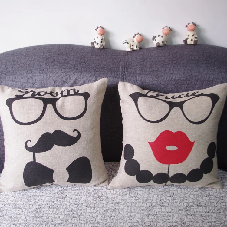 Креативный чехол для подушки усов Mr and Ms Печатный обеденный стул автомобильные