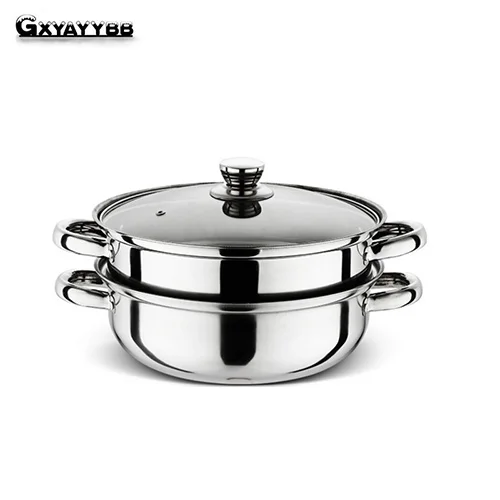 GXYAYYBB кухонная кастрюля кухонные сковороды с одним дном индукционные газовые Универсальные котлы кухонная утварь для варки универсальная кастрюля с двойной ручкой - Цвет: Double layer