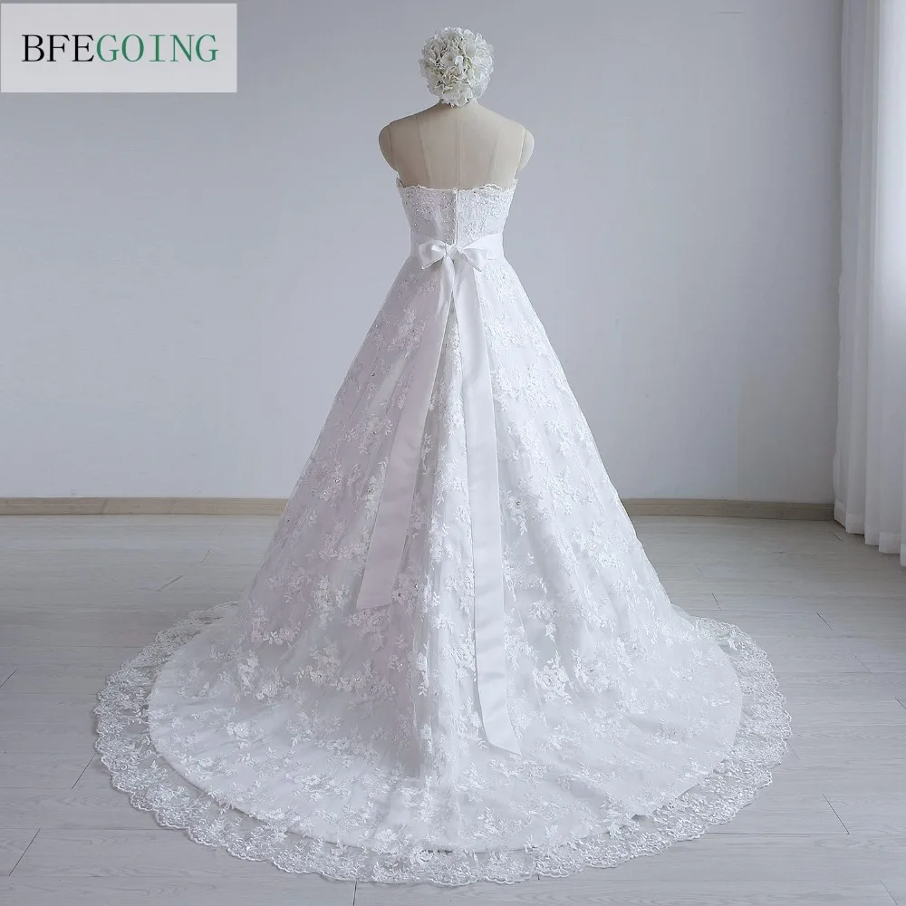 Лидер продаж белое кружевное свадебное платье А-силуэта съемный атласный пояс с