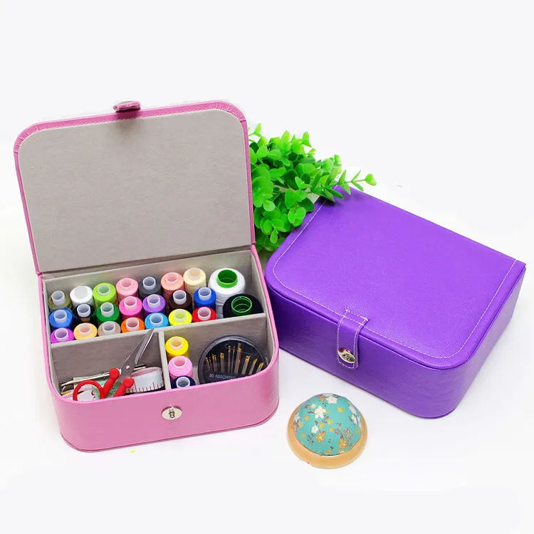 Многофункциональный швейный набор в коробке из искусственной кожи игольчатая