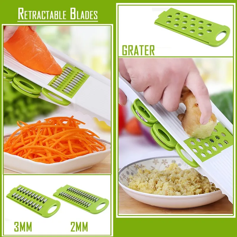 Овощерезка устройство для нарезки овощей со сменными 4 предметами из нержавеющей