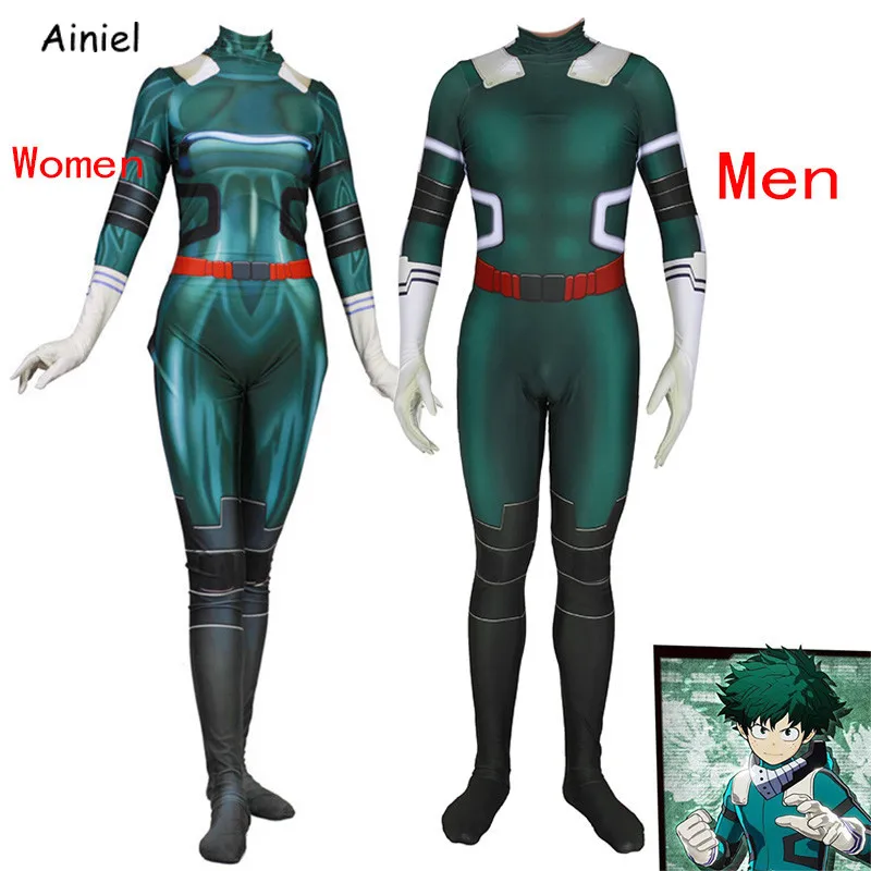 С героями из мультфильма Мой герой Косплей Midoriya Izuko Deku костюмы парик мужчины