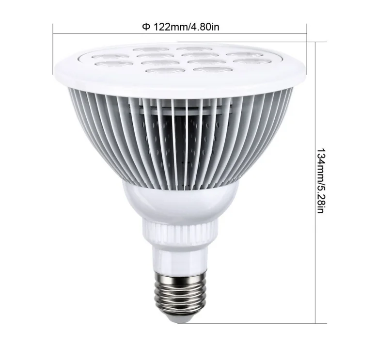 36W PAR38 LED grow light E27 лампа AC85 265V 12 шт. 3 Вт светодиоды красный 650 660nm синий 450 460nm для всех