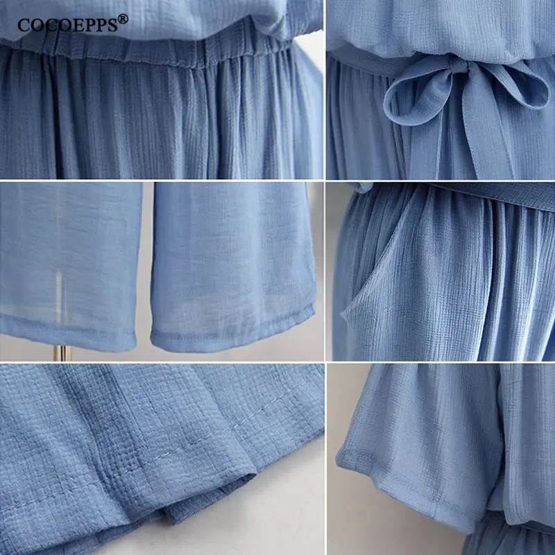 2019 Fashion Women Summer Jumpsuits Casual Plus Size Elegant Rompers With Sashes Loose Wide Leg Big Long Pants Overalls 4XL | Женская