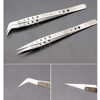 anti static ceramic tweezers stainless steel electronic cigarette industrial ceramic tweezers insulated straight curved tip