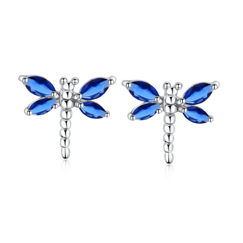Женские серьги гвоздики со стрекозой и фианитами|stud earrings|stud earrings for womenearrings women |