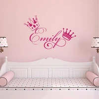 girls name wall decals personalized sticker crown baby girl nursery decal bedroom removable sweet decoration art stickers s156