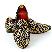 leopard printed men dress shoes slip on wedding shoes for events sole loafers free drop shipping big size shoes