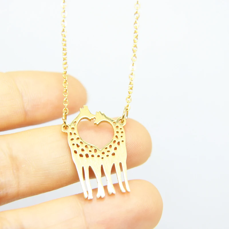 1 шт. ожерелья из нержавеющей стали с кулоном в виде забавного жирафа мамы и