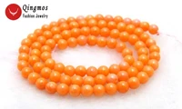 qingmos 4 5mm orange round natural coral loose beads for jewelry making necklace bracelet loose strand 15 fine jewelry los658